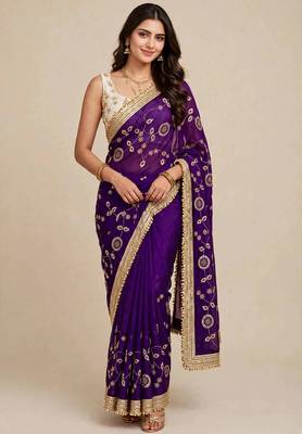 Luxury space satin saree with sequin embellishment 1