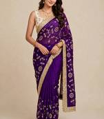 Luxury space satin saree with sequin embellishment