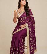 Glamorous space satin saree with sequin work