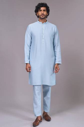 Buy sky blue pure cotton pathani kurta pajama set