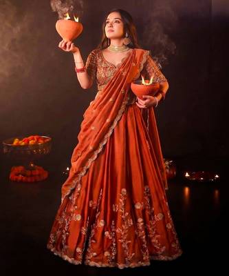 Designer Rangoli Silk Embroidery Work Chaniya Choli Set 1