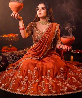 Designer Rangoli Silk Embroidery Work Chaniya Choli Set 3