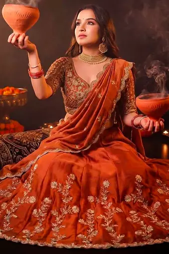 Designer Rangoli Silk Embroidery Work Chaniya Choli Set