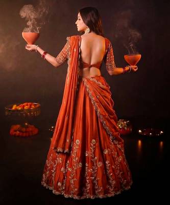 Designer Rangoli Silk Embroidery Work Chaniya Choli Set 4