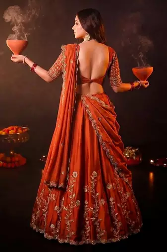 Designer Rangoli Silk Embroidery Work Chaniya Choli Set