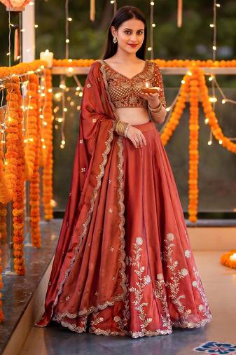 Designer Rangoli Silk Embroidery Work Chaniya Choli Set