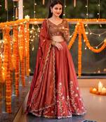 Designer Rangoli Silk Embroidery Work Chaniya Choli Set