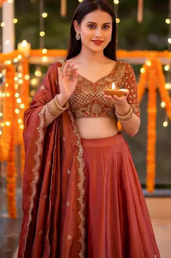 Designer Rangoli Silk Embroidery Work Chaniya Choli Set
