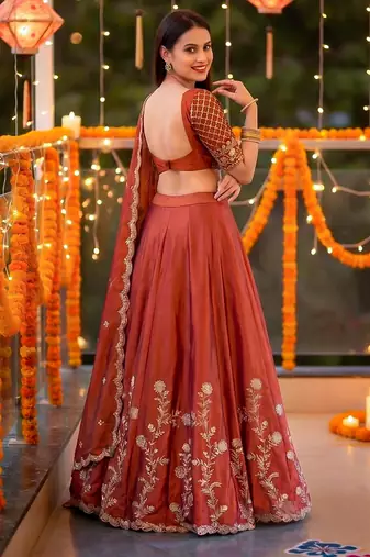 Designer Rangoli Silk Embroidery Work Chaniya Choli Set