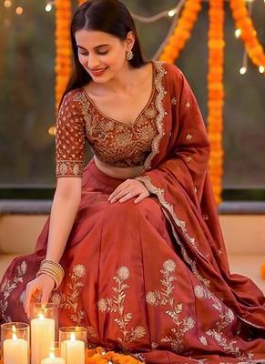 Designer Rangoli Silk Embroidery Work Chaniya Choli Set 4