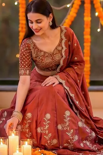 Designer Rangoli Silk Embroidery Work Chaniya Choli Set