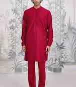 Buy red cotton pathani kurta pajama set