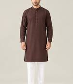 Buy chocolate brown pure cotton pathani kurta pajama set