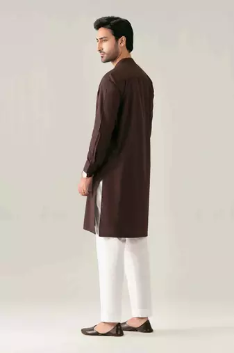 Buy chocolate brown pure cotton pathani kurta pajama set