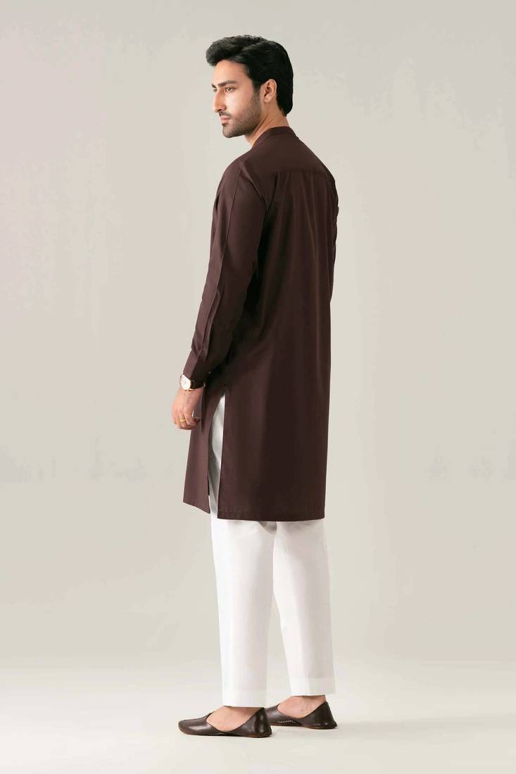 Buy chocolate brown pure cotton pathani kurta pajama set