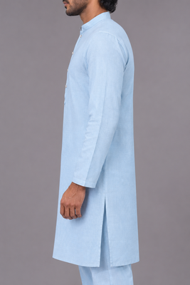 Buy sky blue pure cotton pathani kurta pajama set 2