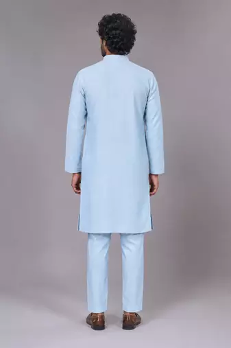 Buy sky blue pure cotton pathani kurta pajama set