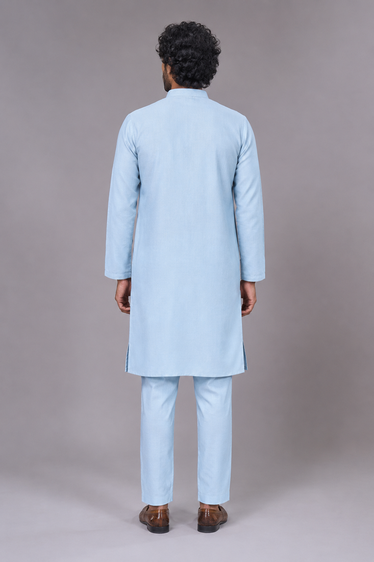Buy sky blue pure cotton pathani kurta pajama set