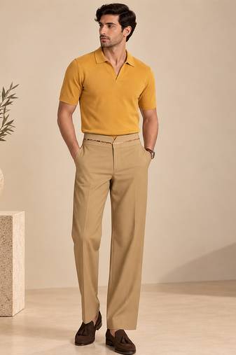 Beige malai cotton pant
