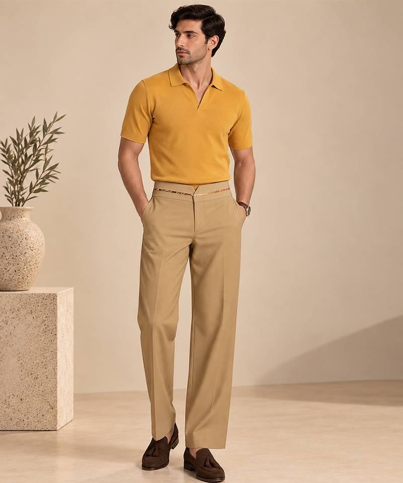 Beige malai cotton pant