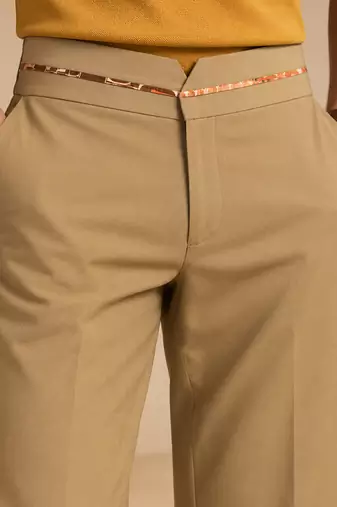 Beige malai cotton pant