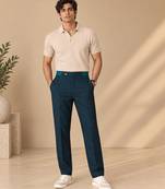 Deep teal blue navy linen pant