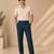 Deep teal blue navy linen pant