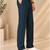 Deep teal blue navy linen pant
