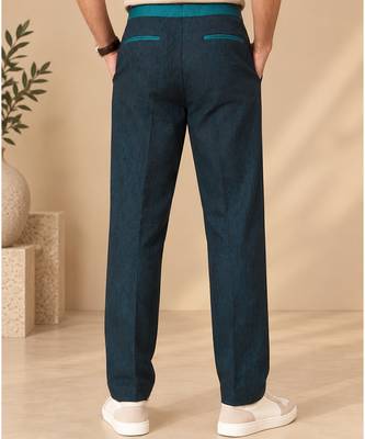 Deep teal blue navy linen pant 3