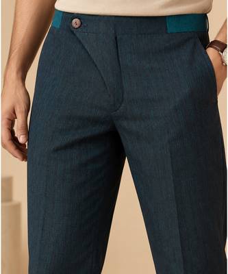 Deep teal blue navy linen pant 5