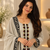 grey color thread work rayon satin kurta palazzo set