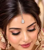 Silver Tone CZ Maang Tikka, Minimalist Bridal Forehead Pendant