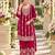 Dark magenta chinon semi stitched suit with embroidery & sequence work