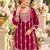 Dark magenta chinon semi stitched suit with embroidery & sequence work