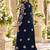Navy chinon readymade anarkali suit with embroidery & sequence work