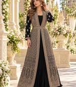 Black chinon readymade anarkali suit with embroidery & sequence work
