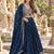 Navy Silk Blend Semi Stitched Lehenga Choli with Embroidery & Beads Work