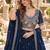 Navy Silk Blend Semi Stitched Lehenga Choli with Embroidery & Beads Work