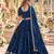 Navy Silk Blend Semi Stitched Lehenga Choli with Embroidery & Beads Work