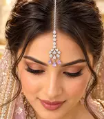 Lavender Crystal Maang Tikka, Indian Bridal Forehead Jewelry