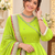parrot green color mirror hand and gota pati work organza silk blend anarkali lehenga set 