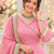pink color mirror hand and gota pati work organza silk blend anarkali lehenga set 