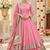pink color mirror hand and gota pati work organza silk blend anarkali lehenga set 