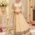 cream color mirror hand and gota pati work organza silk blend anarkali lehenga set 