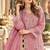 Pink chiffon semi stitched suit with embroidery & sequence work