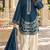 Navy silk blend semi stitched suit with embroidery work