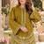 Mustard silk blend semi stitched suit with embroidery work