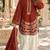 Red silk blend semi stitched suit with embroidery work