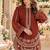 Red silk blend semi stitched suit with embroidery work