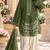Green silk blend semi stitched suit with embroidery work